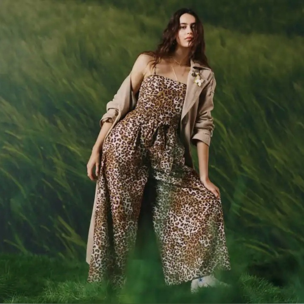 American Eagle Leopard Print Wide-Leg Jumpsuit